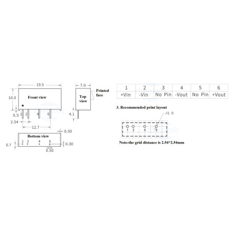 Module hạ áp nguồn cách ly 12V-5V B1205S 2WR3