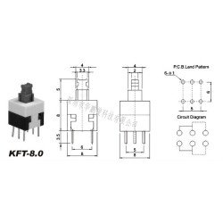 Nút nhấn nhả 6 chân 8*8 mm