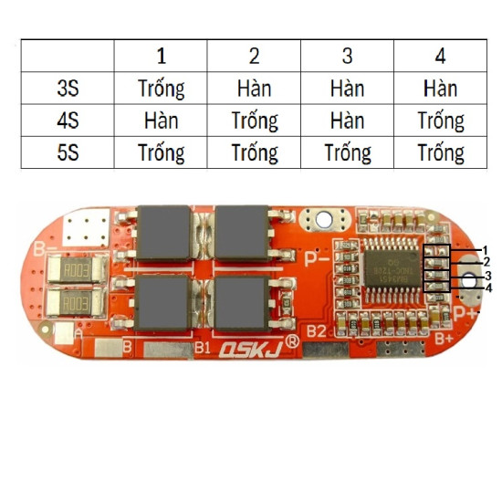 Mạch sạc và bảo vệ pin 3S/4S/5S 20A pin 3.7V