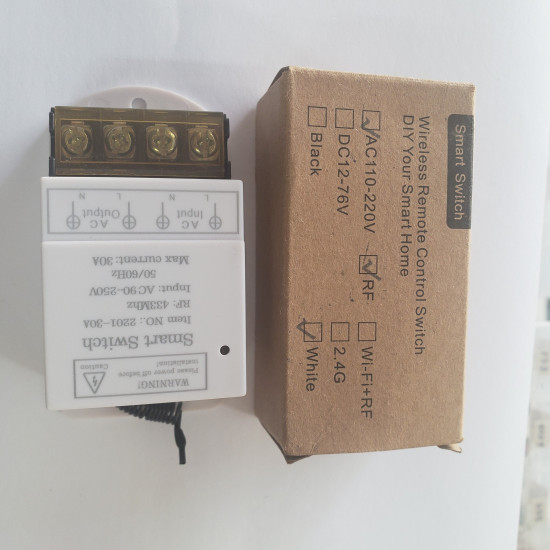 Bộ nhận lệnh RF 220VAC 30A 3000W (không kèm remote) Bộ nhận lệnh RF 220VAC 30A 3000W (không kèm remote)
