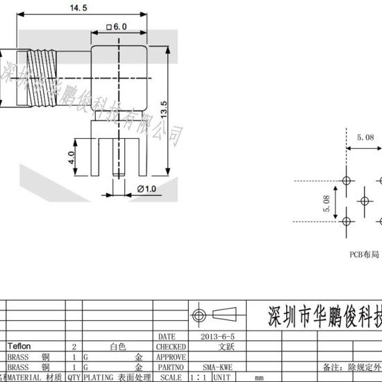 SMA connector 90 độ