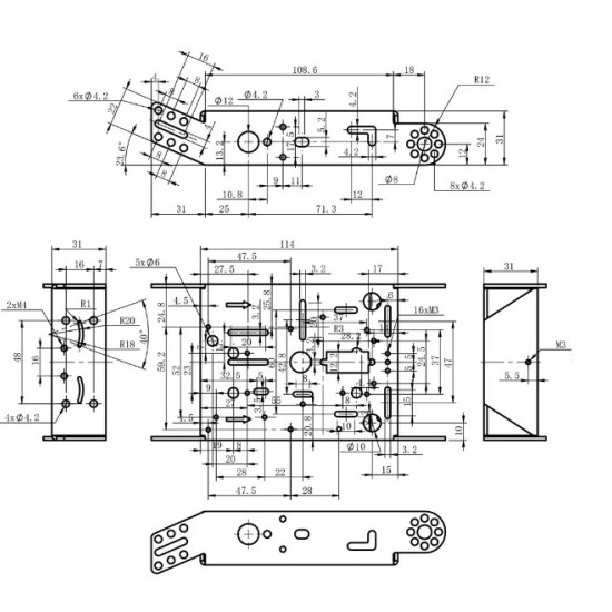 Bộ khung xe hợp kim nhôm 2WD