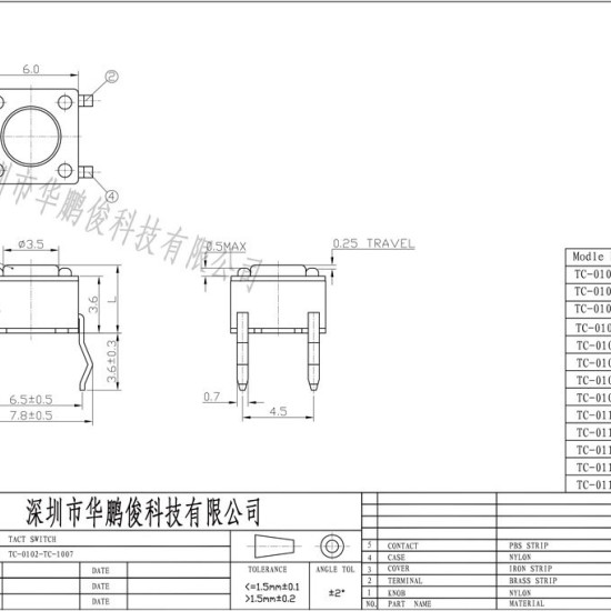 Nút nhấn 4 chân 6x6x5mm