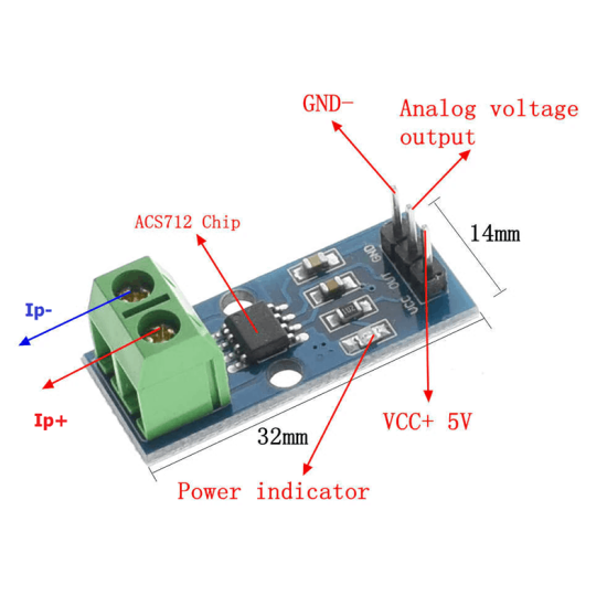 Cảm biến dòng điện Hall ACS712 20A