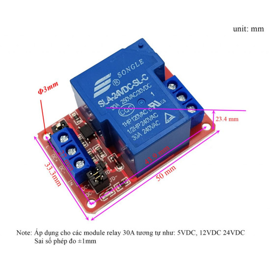 Module 1 Relay 5VDC 30A