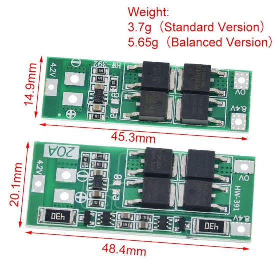 Mạch sạc và bảo vệ pin 2s 20A HW-392 pin 3.7V